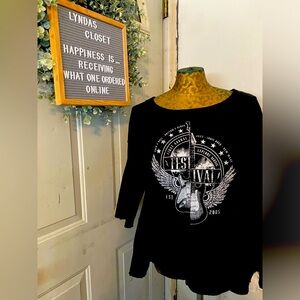 NWT William Rast Graphic Peplum Sweatshirt with 3/4 Sleeve Size XL